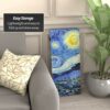 Red Lantern 3 ft. Short Double Sided Works of Van Gogh Canvas Folding Screen Starry Night/Sunflowers 3 Panel Freestanding Partition and Separator