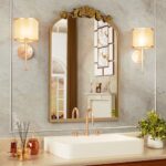 WEER Gold Antique Mirror 24x36 Inch, Arendahl Traditional Arch Mirror with Alumium Alloy Frame, Gold Vintage Wall Mirror for Bathroom, Tempered G