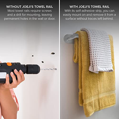 Joejis Self Adhesive Towel Rail 40cm Stainless Steel & Black Matte Bathroom Towel Holder Multiuse for Kitchen or Bathroom Towel Rail Drill-free (