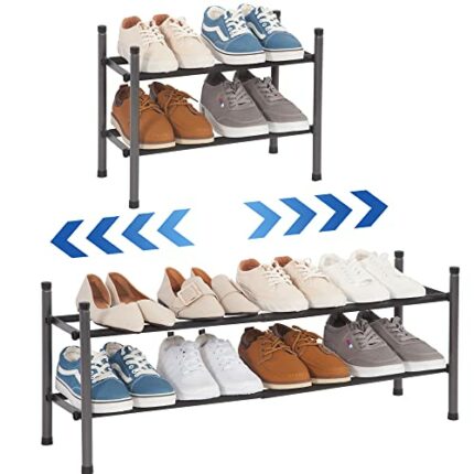 STORAGE MANIAC Expandable Shoe Rack, Stackable Shoe Rack for Closet, Small Shoe Rack Organizer for Entryway, Adjustable Shoe Rack for Garage, Sho