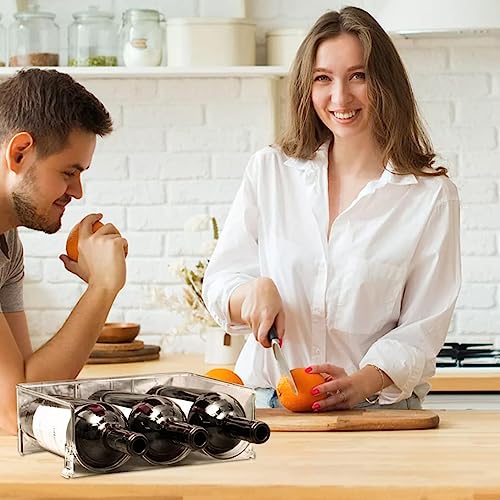 RRMMAN 2 Packs Water Bottle Organizer Plastic Stackable Wine Racks Countertop Cabinet Organization RackWine Bottle Holder, Stackable Portable for