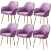 dining chair Kitchen Dining Room Furniture Chairs Kitchen Dining Chair Set Of 6 Living Room Armchair with Metal Legs Velvet Seat and Backrests fo