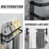 Bathroom Towel Rail 40cm, Towel Rack, Black Matt Towel Rail with Towel Rails and Hook Design, Towel Holder,Ladder Towel Rack, No Drilling Require