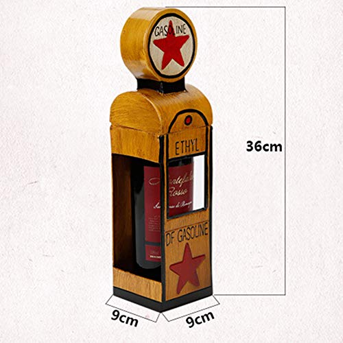 ALREMO HUANGXING - Wine Holder Mini Gas Station Shaped, Funny Wine Bottle Holder Stand, Vintage Decorative, Metal Countertop Wine Holder,1pc