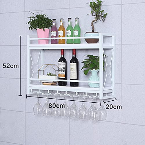 Qunine Wine Rack Wall Mounted, Wine Bottle Stemware Glass Rack Wall Mounted, Metal Hanging Wine Holder, Home Decor Wall Shelf, Black/White/Gold