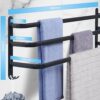 Towel Rail Self Adhesive Towel Holder Hanger Anti-Rust Dual Rod Towel Shelf Bar Towel Bar Towel Storage 2 Installation Methods Adjustable Towel H