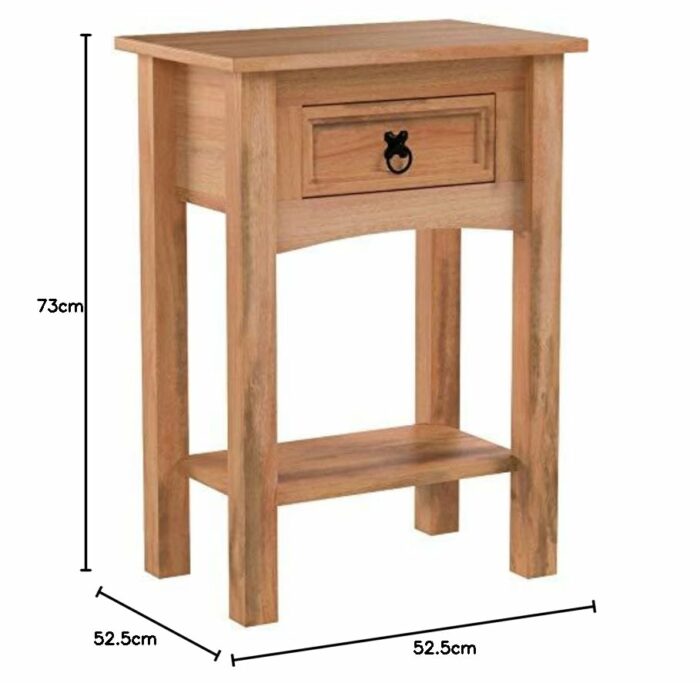 Vida Designs Corona 1 Drawer Console Table With Shelf, Waxed Pine