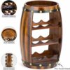 Christow Wooden Wine Rack Barrel, Free Standing With Top, 8 Bottle Holder, Oak Effect Storage, Gift For Wine Lover, H49cm