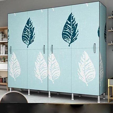 LUKEO Wardrobe Simple Cloth Wardrobe Full Steel Frame Thickening Bold Detachable Double Hanging Wardrobe Fabric Home