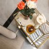 FEER Kitchen IslandsFurniture Mobile Table Wine Dining Car Designer Golden Glass Storage Trolley (Color : D, Size : 1pcs)