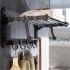 HIGOH Towel Racks, Bathroom Towel Rack Wall Mounted Towel Holder,Bath Hardware Aluminum Carved Foldable Towel Rack,Towel Bar,Bath Shelf Towe Hold