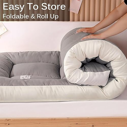 UE-MAOLU Japanese Tatami Mattresses, Futon Thicken Floor Mattress Soft Portable Sleeping Pad Foldable Roll Up Double Single Mattress Floor Lounge
