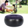 01 Inflatable Flocking Chair, Indoor Outdoor Inflatable Stool Footrest Blue Round for Home for Travel