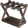DISHENGZHEN 4 Bottles Wooden Wine Rack for Bottles, Free Standing Wine Storage Holder with Glass Rack, Free-Standing Water Bottle Holder for Kitc