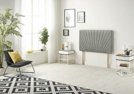 Somnior Beds Bed Centre Platinum Small Single 82cm Linen Silver Headboard With Wooden Struts