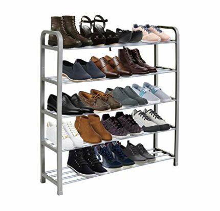 KEPLIN 5 Tier Shoe Rack - Shoe Storage Organiser, Quick Assembly No Tools Required, Holds up to 15-20 pairs (L) 75.5cm x (W) 18.5cm x (H) 75.5cm,