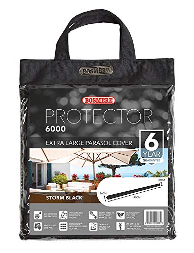 Bosmere Protector 6000 | Garden Parasol Umbrella Cover | L190cm circ.96cm | 100% Waterproof, UV Protected, Heavy Duty 600D | 6 Year Guarantee | D