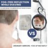 Round Hanging Fogless Shower Mirror for Shaving with Real Glass Surface and Adjustable Swivel Hook - Simply Fill Back Chamber/Reservoir with Hot