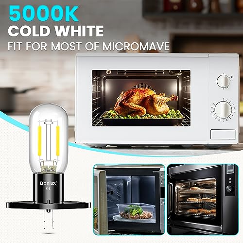 Bonlux 3W Z187 Microwave Led Bulb,5000k Cold White Vertical Right T170 Base 3W Oven Filament LED Lamp,25W Oven Bulb Fit for Samsung, Panasonic Mi
