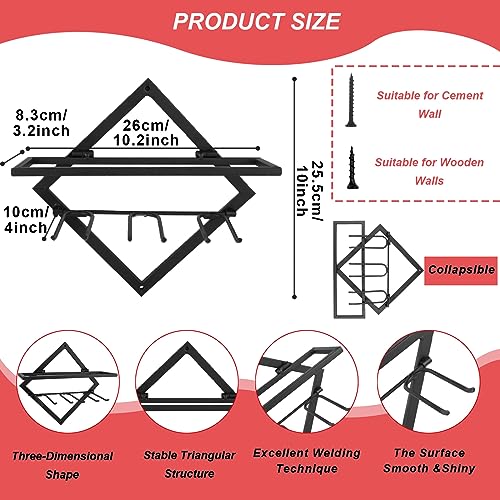 WOPPLXY 2 Pcs Wall Mounted Metal Wine Rack, Upgrade Foldable Metal Hanging Wall Wine Rack Organizer, Red Wine Bottle Display Hanger with Screws f