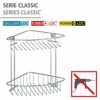 WENKO 20640100 2-Tier Corner Rack Classic - fixing without drilling, Steel, 26.5 x 26.5 x 19.5 cm, Chrome