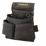 STANLEY Leather Tool Belt Pouch, Double Pocket Organiser for Tools and for Small Parts, STST1-80116