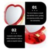 minkissy Heart Mirror Travel Makeup Mirror Rotatable Tabletop Mirror Double Sided Cosmetic Mirror with Base for Bedroom Bathroom Red