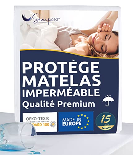 Waterproof Mattress Protector 70 x 160 cm, Certified Cotton Fleece - Oeko-Tex ® - Soft Silent, Mattress Protector, Mattress Protector, Polyuretha