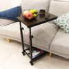KKTONER Sofa Side Table Over-bed Table Slide Under Height Adjustable Wooden Laptop Table Couch Table Mobile Dining Table Snack Table End Table wi