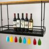 KEppd Wall Mounted Wine Bottle Rack | Wall Mounted Wine Rack | Bottle & Glass Holder | Hanging Wine Holder | Floating Wine Shelf | Home & Kitchen
