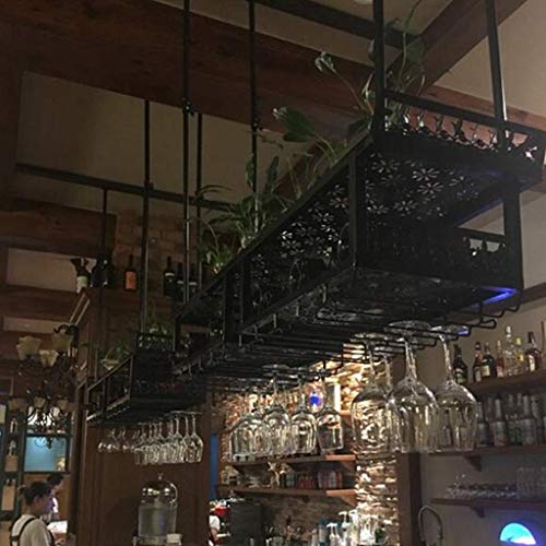 OUSIKA Wine Racks,Wine Lovers/Hanging Wine Rack Bar Retro Hanging Wine Glass Rack Goblet Holder Inverted Wine Bottle Rack Floating Wine Shelf Wal