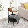 HOOBRO Round Side Table, Sofa End Coffee Drink Snack Table, Bedside Lamp Table with Removable and Washable Storage Basket, for Small Spaces, Livi