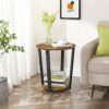 VASAGLE Side Table, Industrial Coffee Table, Round Sofa Table With Steel Frame, for Living Room, Bedroom, Stable and Simple Construction, Rustic