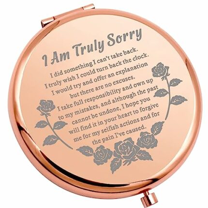 MYSOMY Apology Gift for Her I Am Truly Sorry Compact Makeup Mirror Apologize Folding Mirror Forgive Me Gift (UK Sorry Mirror)