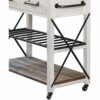 BHVXW Brown Kitchen Cart, Coffee Bar And Microwave Stand, Island On Wheels With Storage, Wood And Metal