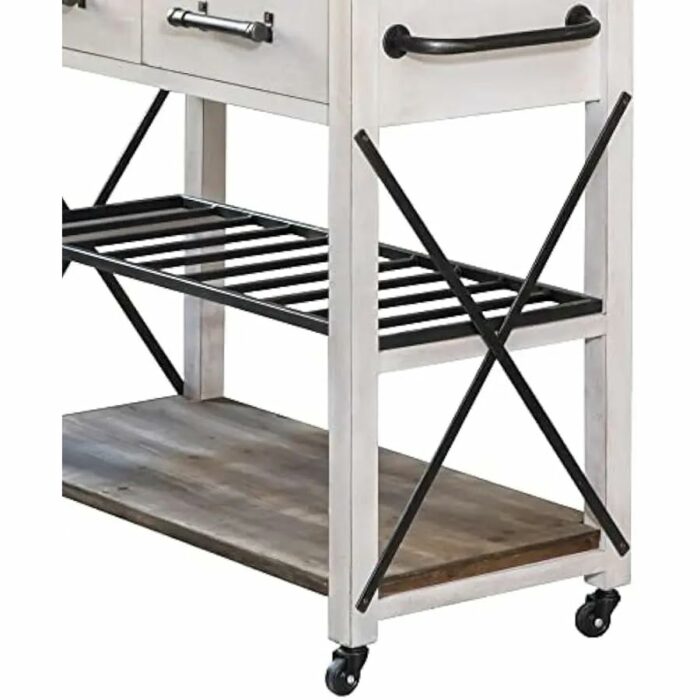 BHVXW Brown Kitchen Cart, Coffee Bar And Microwave Stand, Island On Wheels With Storage, Wood And Metal