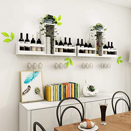 EYLINK Wine Racks,White Wall Mounted Wine Rack Rustic Wine Shelf Stem Glass Holder & Wine Cork Storage Wine Glass Rack Hanging -Wall Shelf Storag