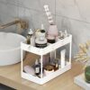 SPACEKEEPER Storage Trolley 3-Tier Rolling Utility Cart Slide Out Shelving Organization Shelf for Laundry Bathroom Kitchen with Small Containers