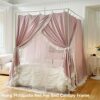 AIKASY Premium Canopy Bed Frame Post for Queen Size Beds, Enhanced Metal Poles, Four Corner Bed Brackets, Ideal for Metal and Wood Bed Frames, Be