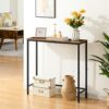HOOBRO Console Table, Slim Console Table for Hallway, Industrial Compact Sofa Table, for Small Spaces, Entryway, Living Room, Rustic Brown EBF75X