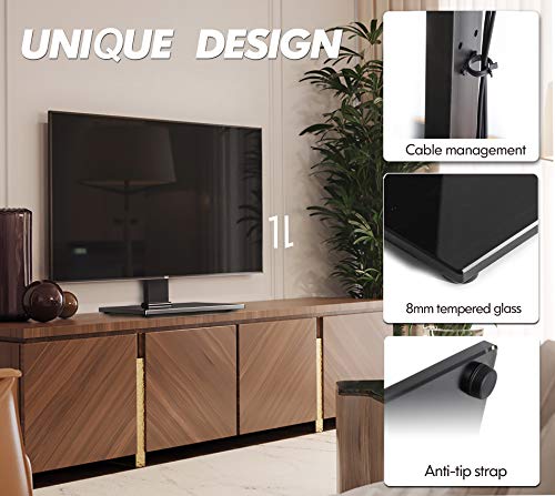 FITUEYES Universal TV Stand for 19-42" TVs,Tabletop TV Pedestal,Holds 45kgs,Swivel Height Adjustable,Black TT104001GB