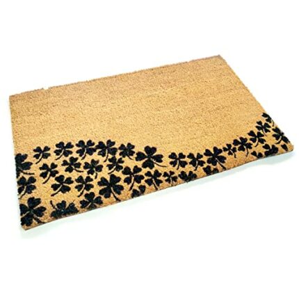 Black Ginger | Lucky Four Leaf Clover Door Mat | Hard-Wearing and Durable Coir with Rubber Backing | 75 x 45 cm