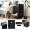 Fixwal End Table with Charging Station, Modern 3-Tier Narrow Side Table, Bedside Table with USB Ports and Outlets, Rolling Bedside Nightstand wit
