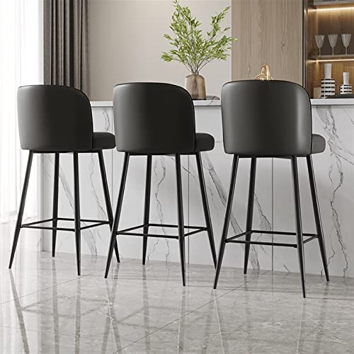 ADEADE Grey Leather Swivel Barstools Set of 2 Island Bar Chairs with Back Bar Stools Counter Height Carbon Steel Metal Legs Upholstered Seat for