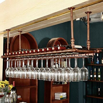PIBM European Style Suspension Fashion Creative Wine Glass Rack|Wine Rack|Ceiling|Wine Bottle Rack Bar|Restaurant|Bar Counter|Goblet Holder Adjus