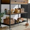 JAHH Serving Trolley Kitchen Shelf with 4 Wheels Kitchen Island Sideboard Side Table with 2 Drawers and 2 Shelves