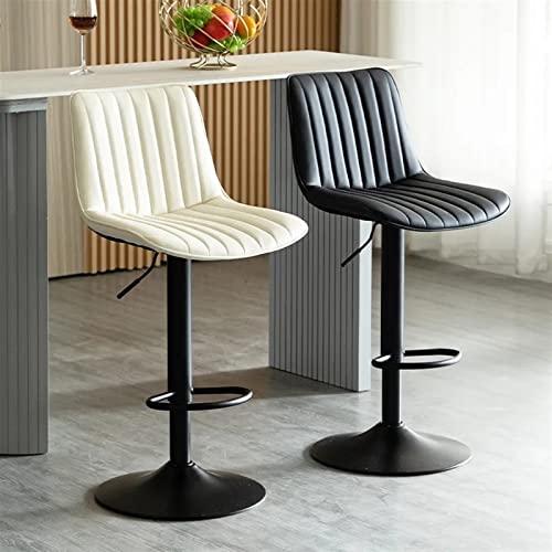 ADEADE Leather Bar Stools Set of 2 Modern Counter Height Barstools with Back Height Adjustable Kitchen Stools Black Footrest and Base for Bar Bis