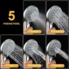 Frap Universal High Pressure Shower Head, 1.5m Stainless Steel Hose, Powerful 5 Mode Function, Easy-Cleaning Silicone Nozzles, Quick Installation