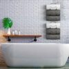 Towel Rack Wall Mounted, Set of 2 Towel Storage for Bathroom, Metal Bath Towels Holder, Hanging Washcloth Hand Towel Storage Organizer (Chrome)