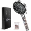 Shower Head High Pressure - YEAUPE Handheld Powerful Flow Shower Heads with Beads Filter Pressure Boost Water Saving 6 Modes for Hard Water Low W